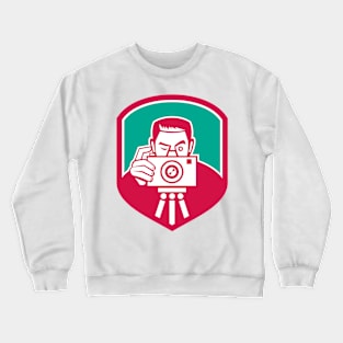 Photographer Shooting Camera Shield Retro Crewneck Sweatshirt